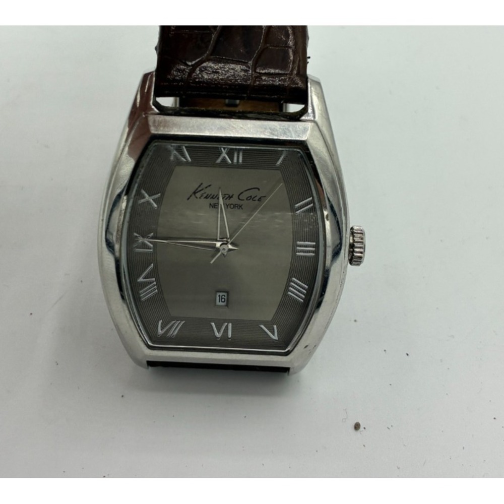 Kenneth Cole New York Mens Watch Tonneau Case Stainless Steel Date